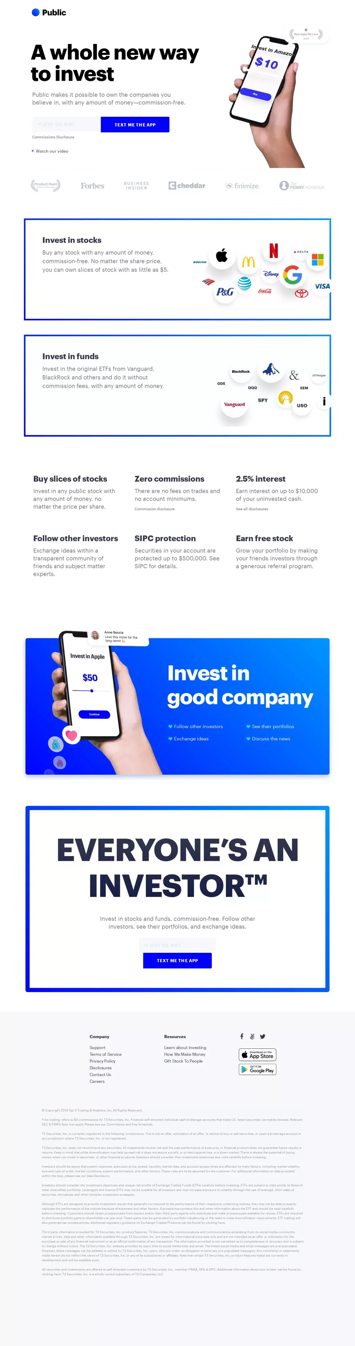 Commission Free Stock Trading App: Invest with No Account Minimums | Public - Landing design