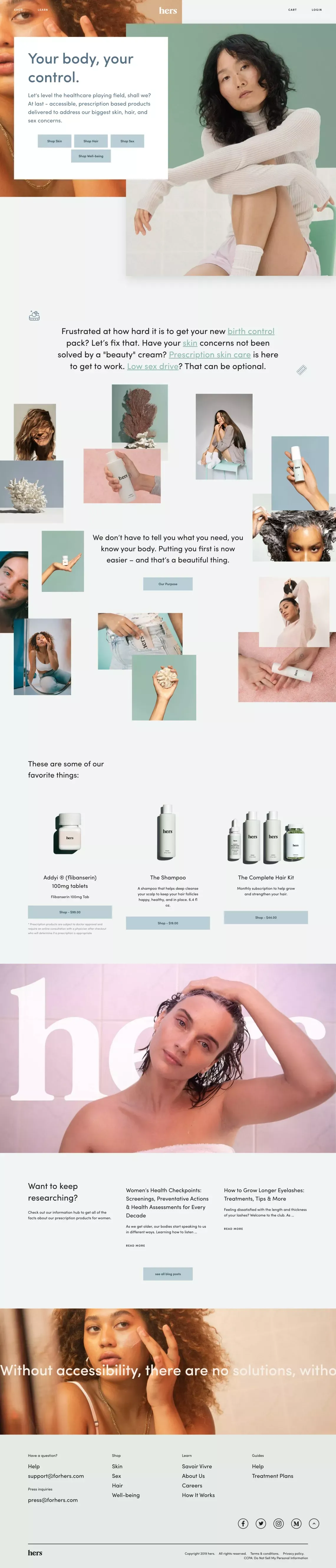 Hers for Women’s Health | hers - Landing design