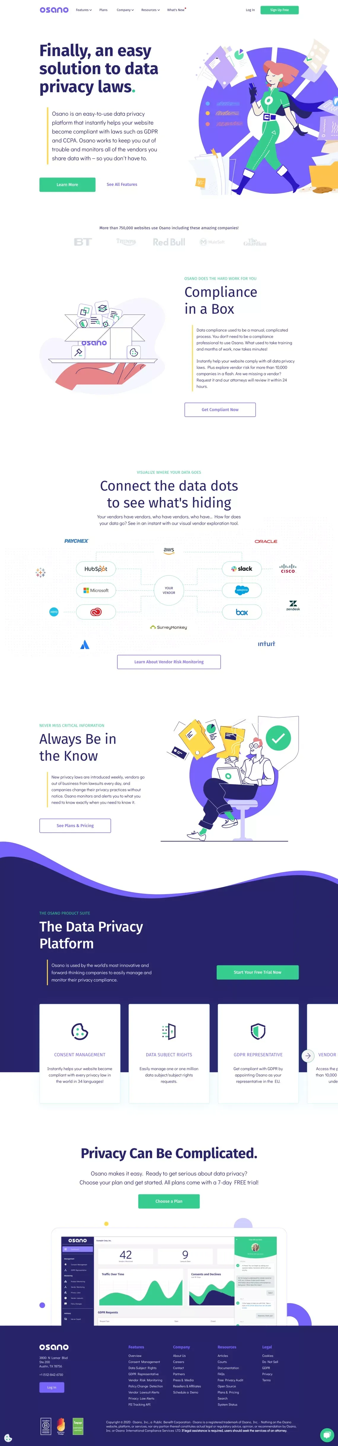 Data Privacy | Osano - Landing design