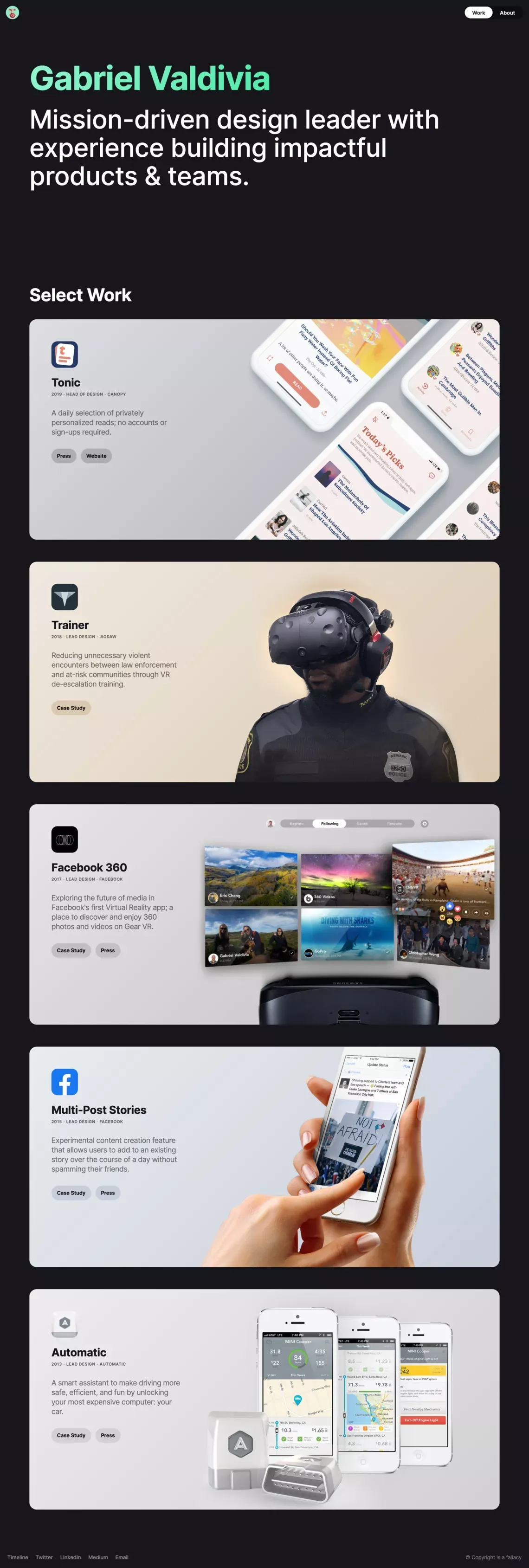 Gabriel Valdivia | Work - Portfolio design