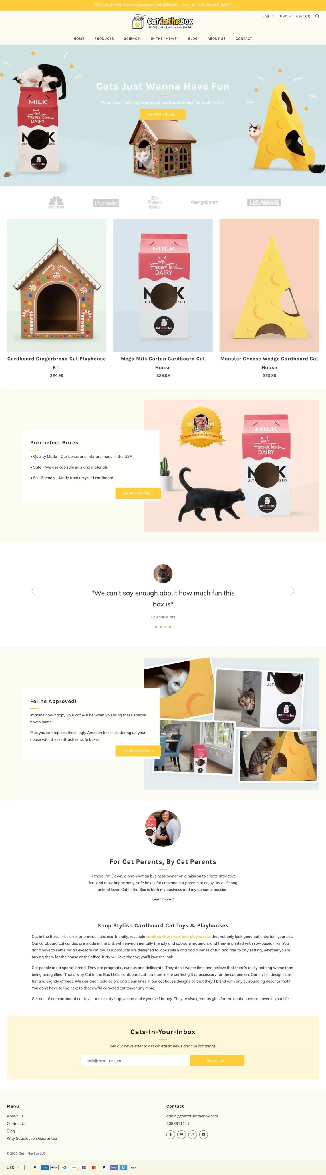 	Cardboard Box House Toys for Cats Who Love Cardboard Boxes – Cat in the Box LLC  	 - Landing design