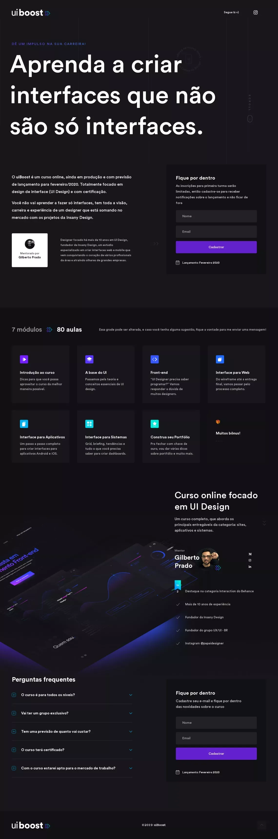 uiBoost - Novo curso online de Design de Interfaces - Landing design