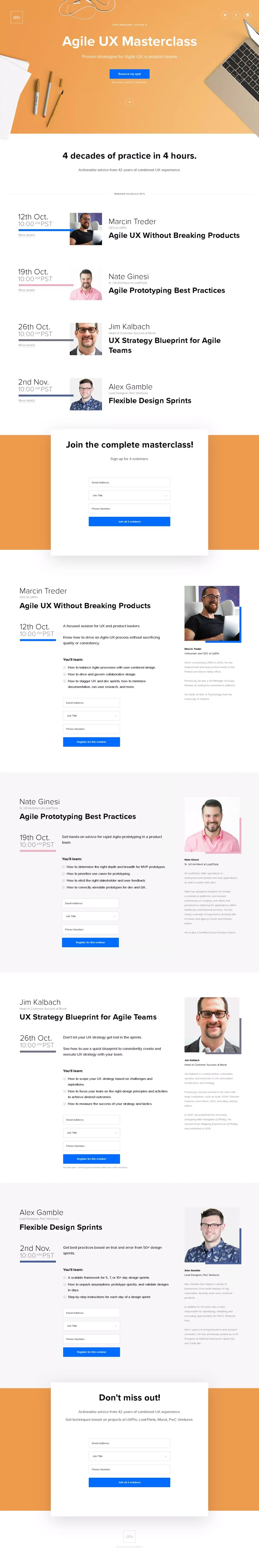Agile UX Masterclass - Landing design