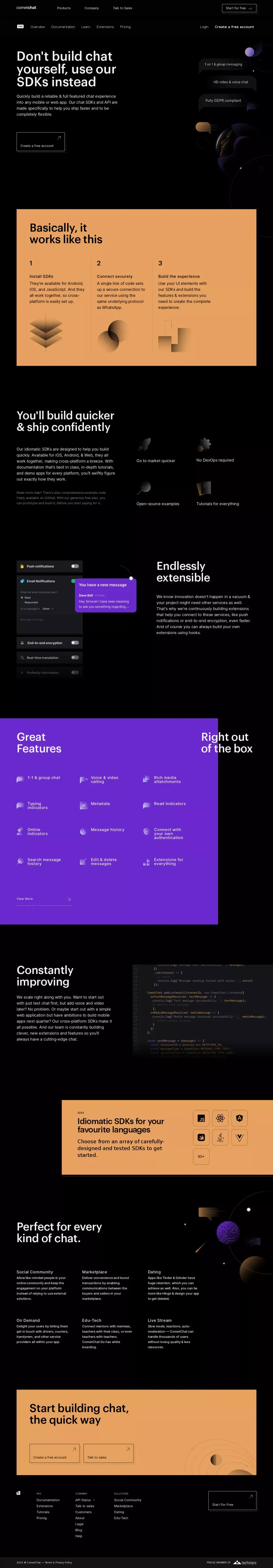 Chat SDK, API for real-time chat: Voice, Video &Text Chat for Apps & Websites - CometChat - Landing design