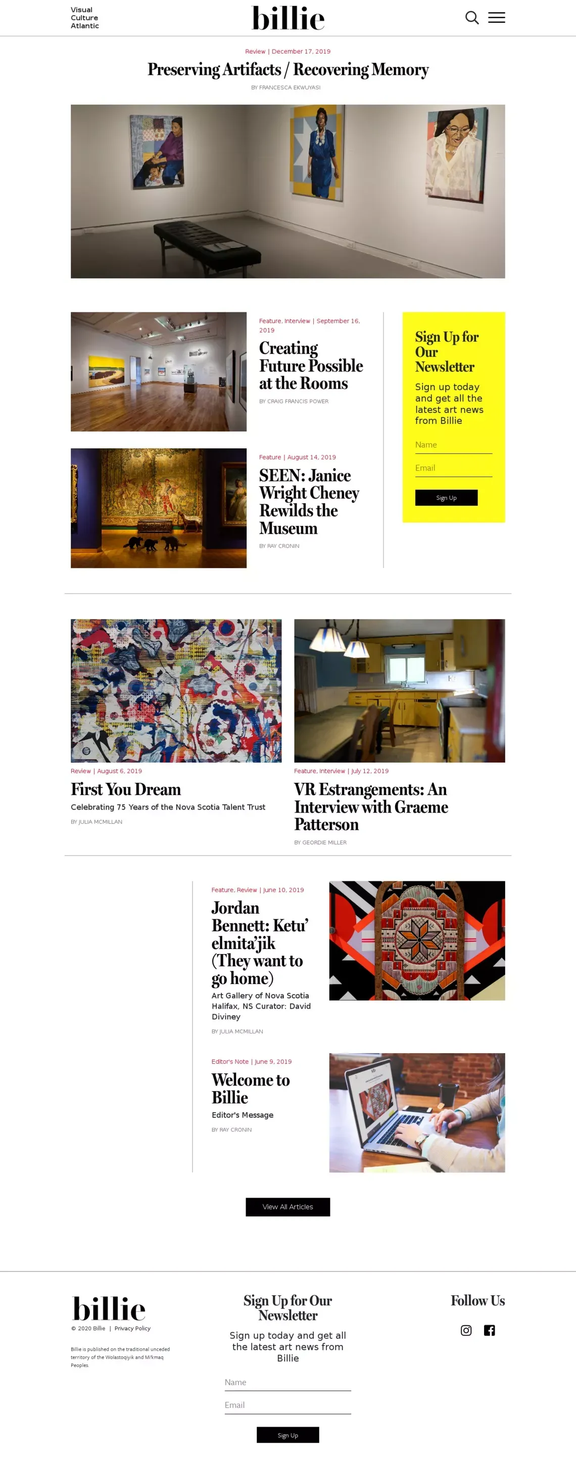Billie - Visual Culture Atlantic - Blog design