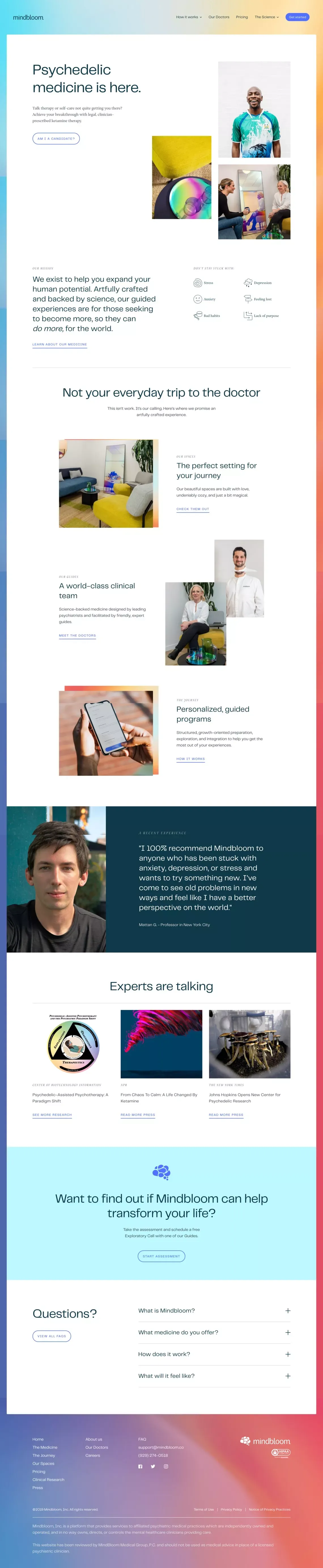 Psychedelic medicine is here | Mindbloom - Landing design