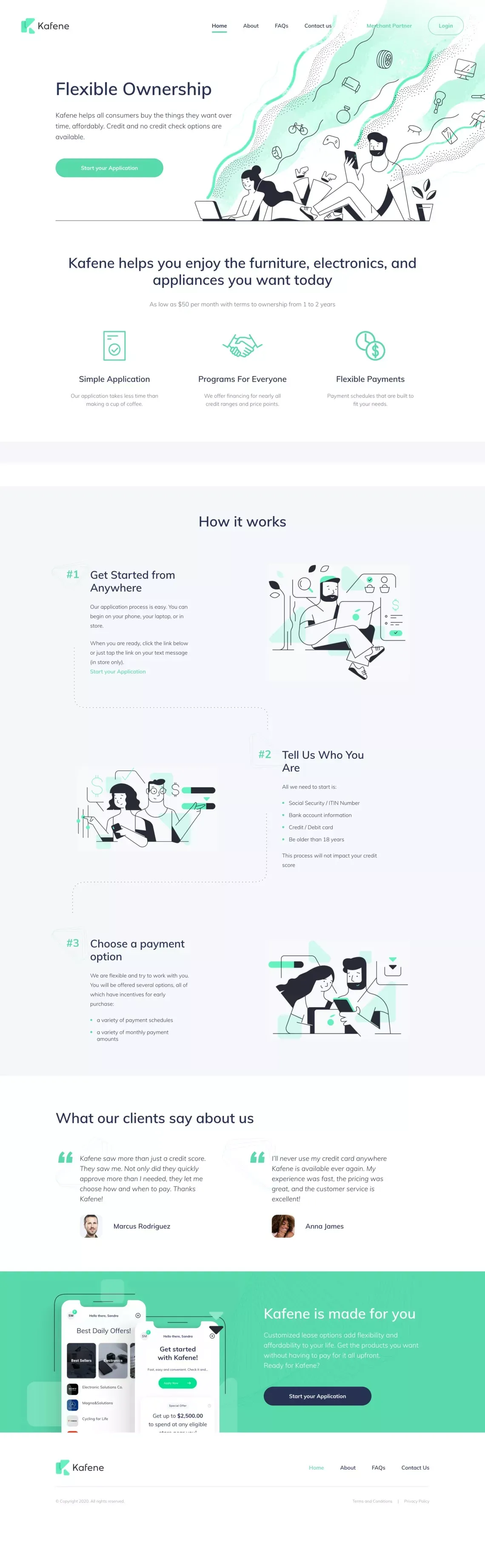 Flexible Ownership - Kafene - Landing design