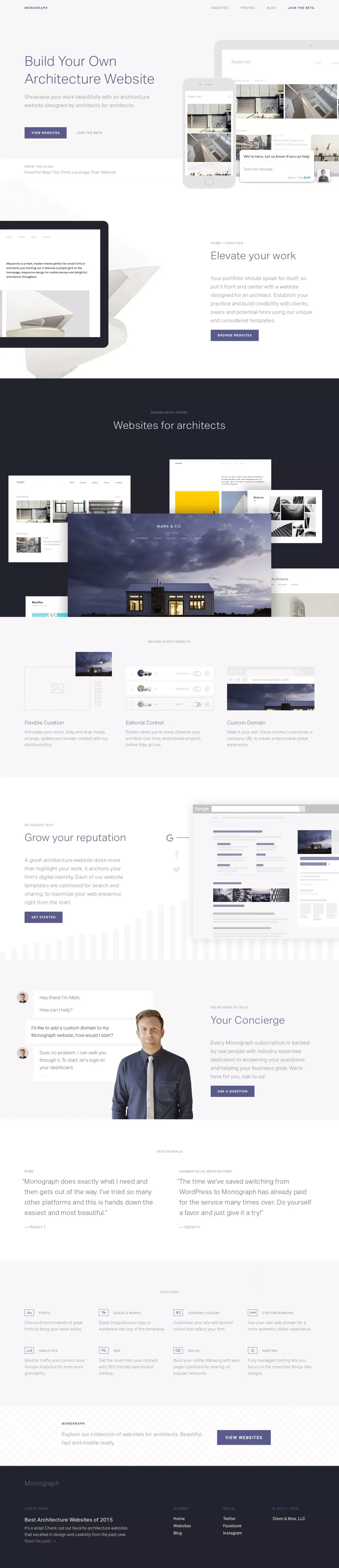 Monograph — Architecture Websites | Designed by Architects - Landing design