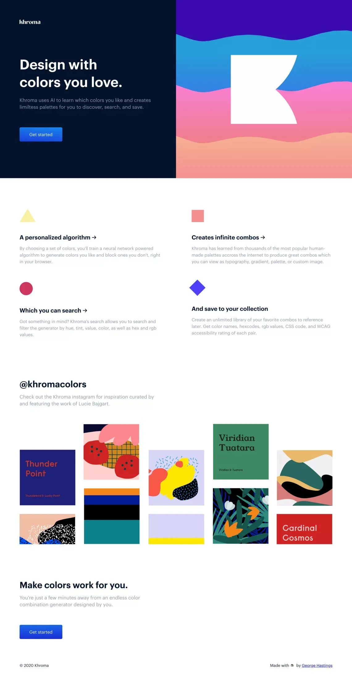 Khroma - The AI color tool for designers - Landing design