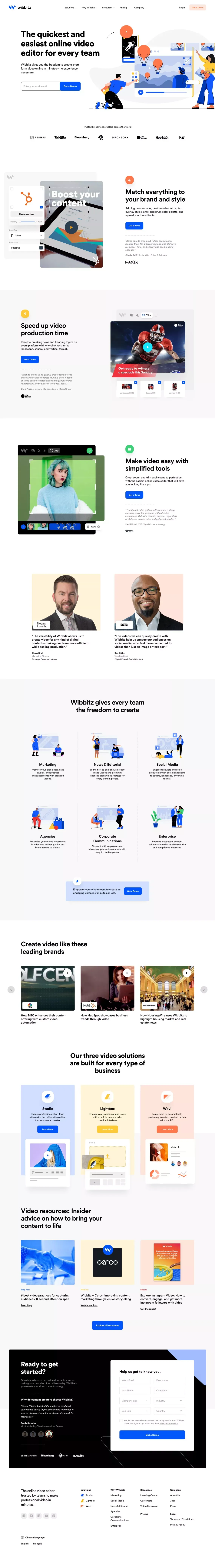 Wibbitz: Online video creation made easy - Landing design
