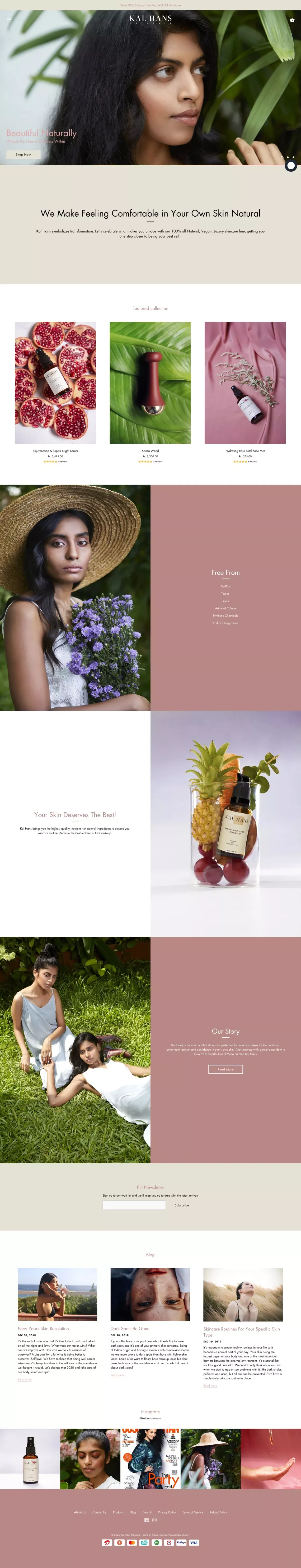 Natural Skin Care Products in India | 100% Vegan – Kal Hans Naturals - Landing design
