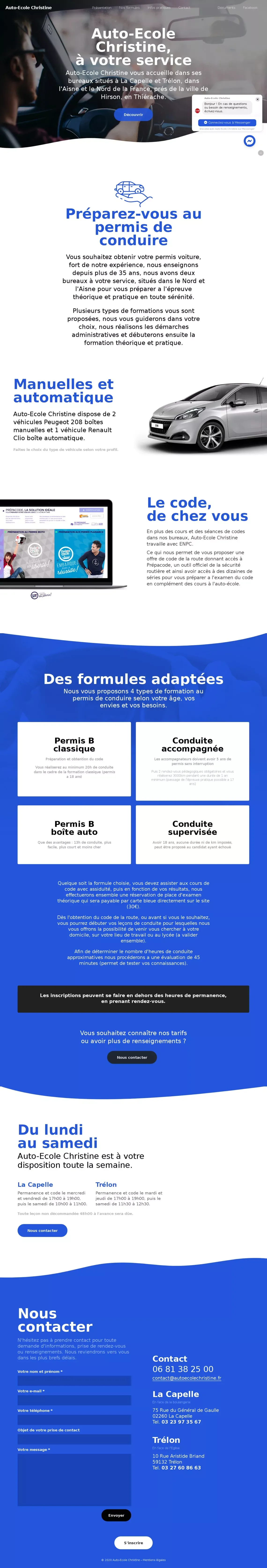 Auto-Ecole Christine – La Capelle et Trélon – Aisne – Thiérache – Nord - website design