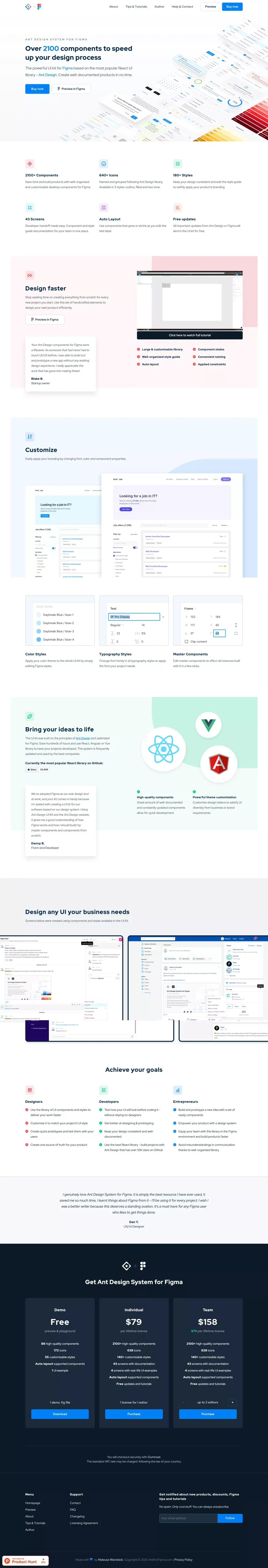 Ant Design System for Figma - UI Kit - Landing design
