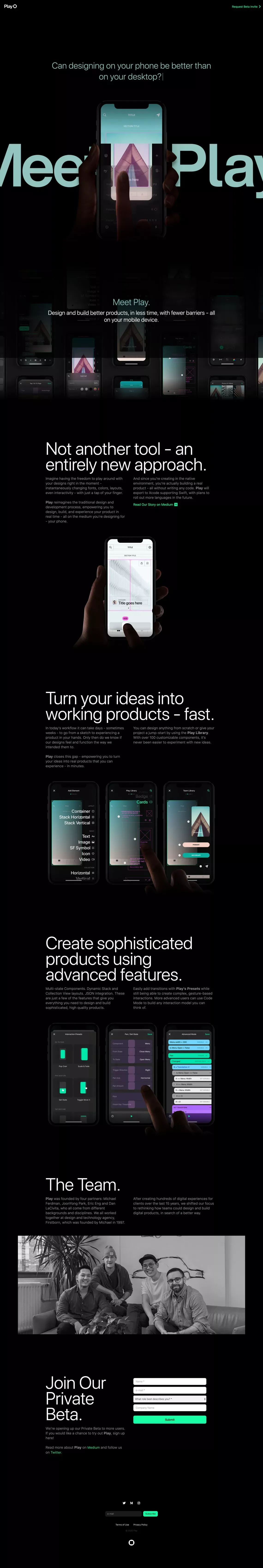 Play: The new tool for creating better mobile apps. - Landing design