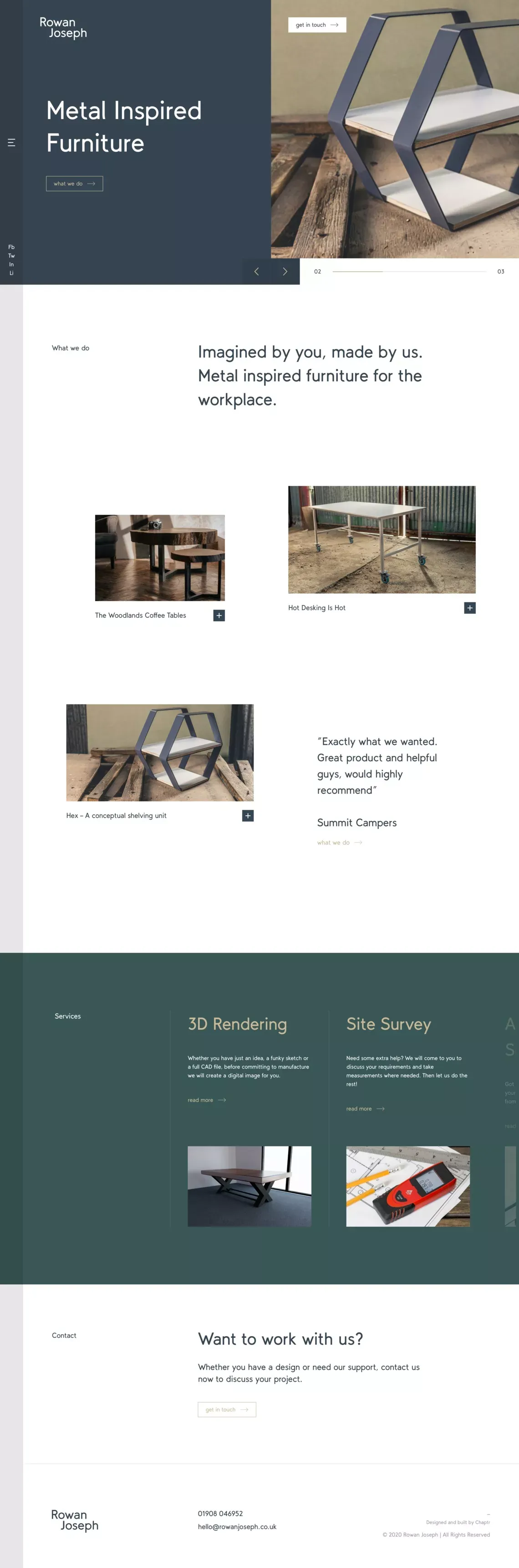 Rowan Joseph | Metal inspired furniture - Ecommerce design