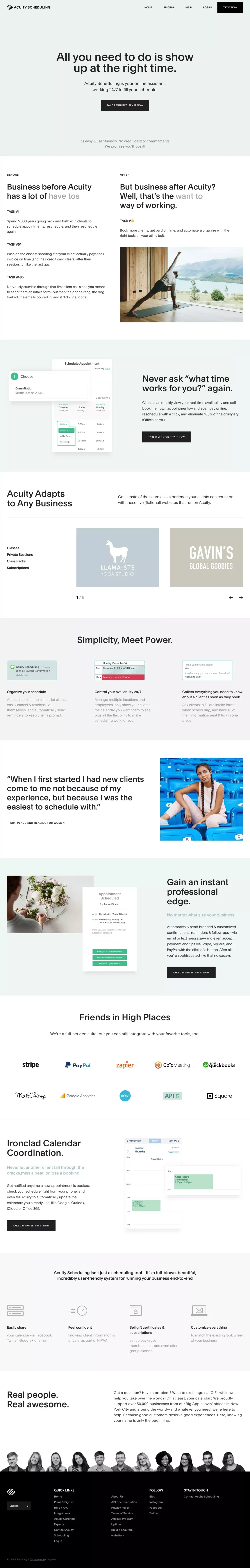 Acuity Online Appointment Scheduling - Landing design