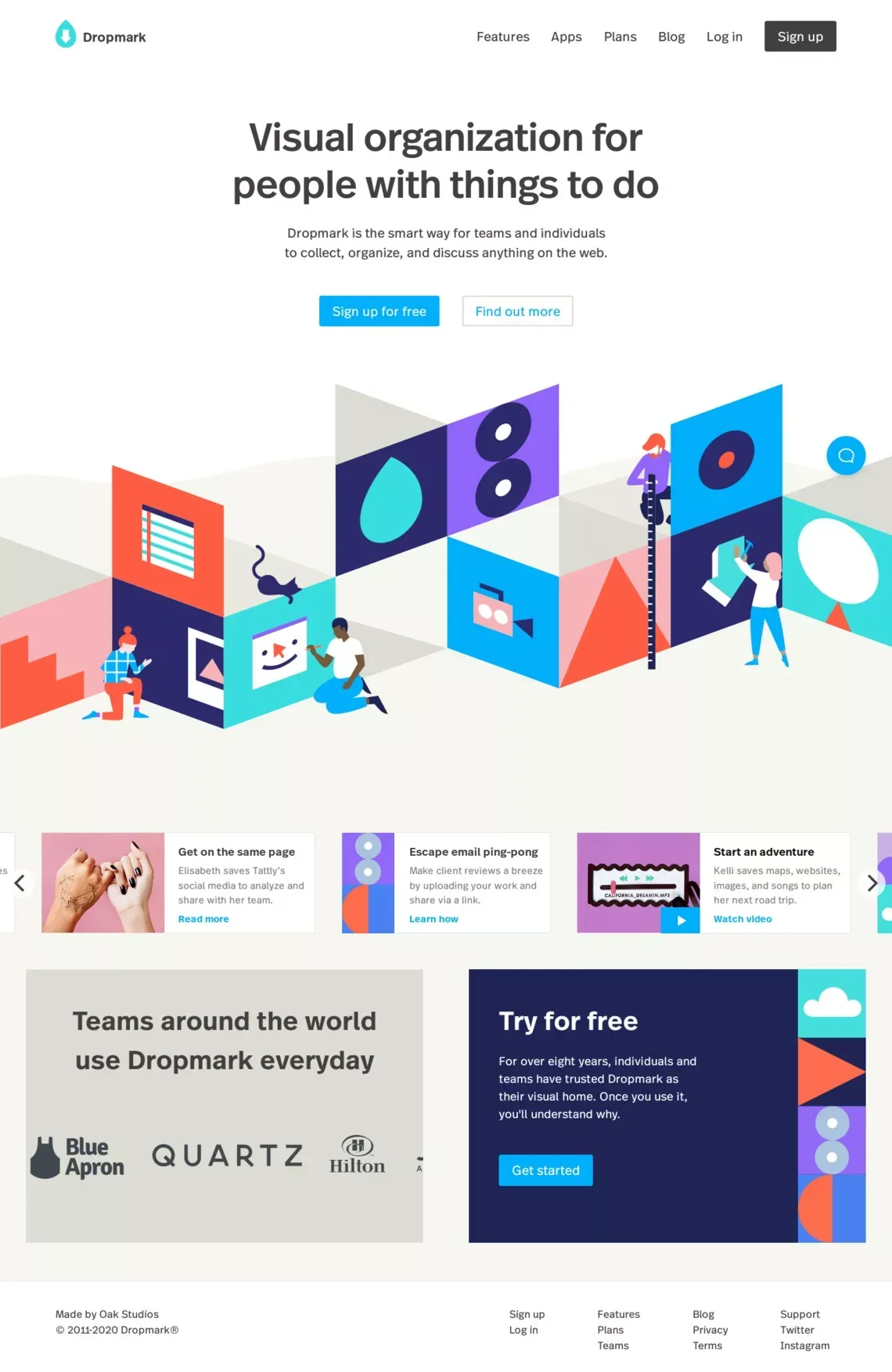 Dropmark - Organize, collaborate, curate, and share online - Landing design