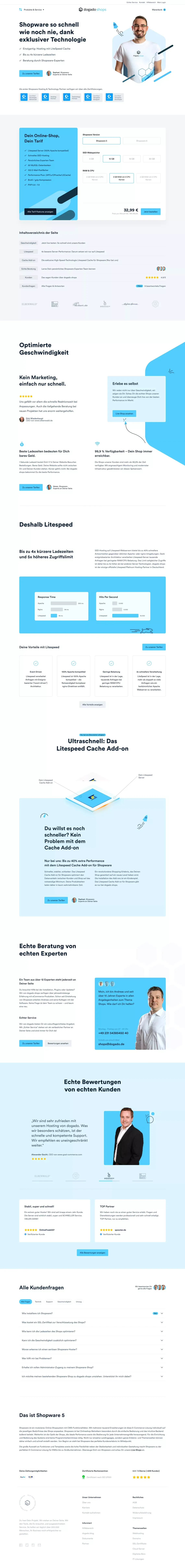 Shopware Hosting mit LiteSpeed - schnell und skalierbar - dogado GmbH - Landing design
