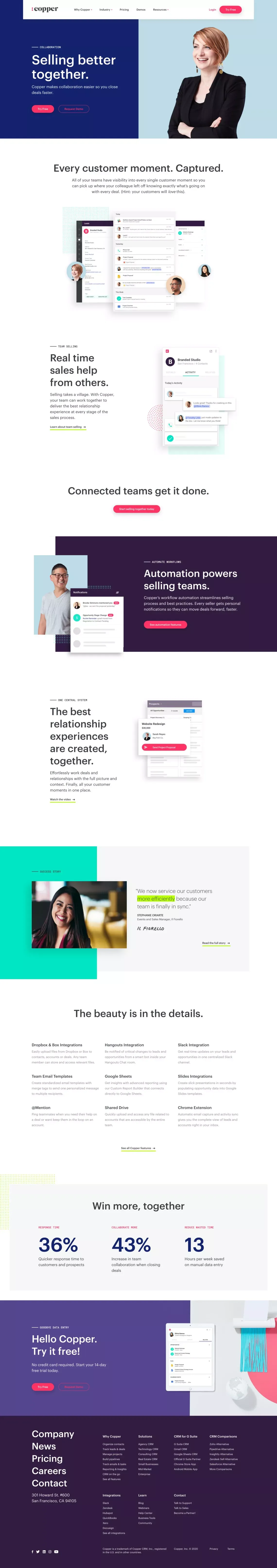 Collaborative CRM Built For Teams | Copper - Landing design