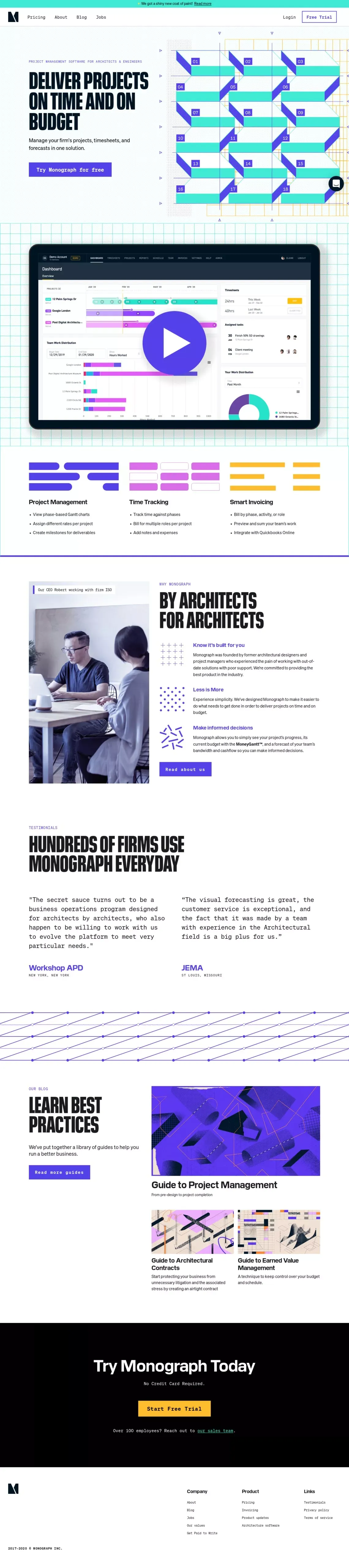 Project Management Software for Architects - Monograph - website design
