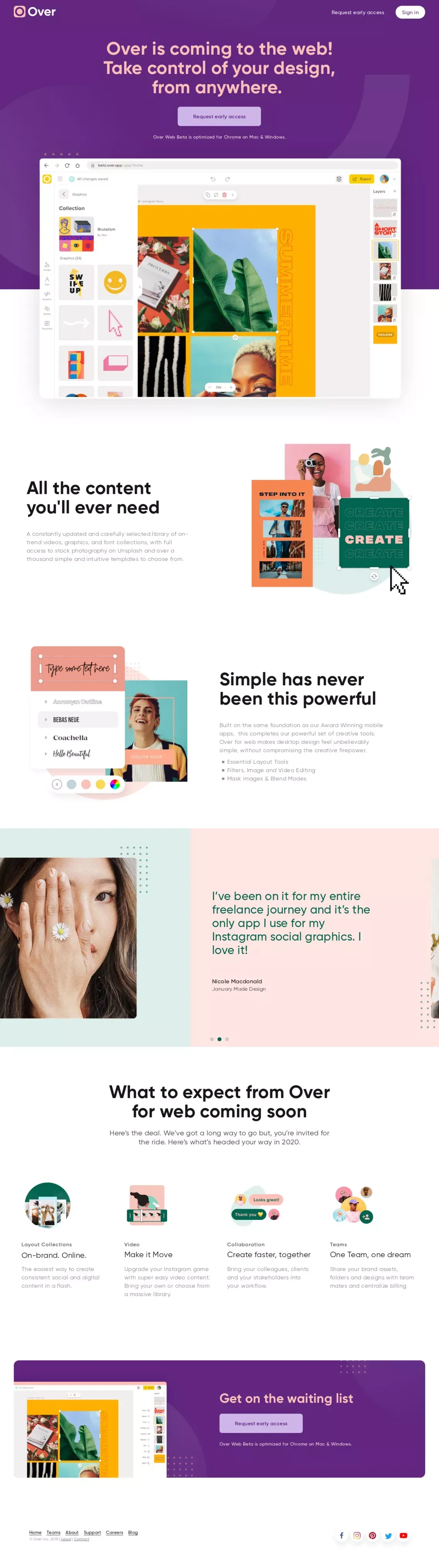 Over Web Beta - Landing design