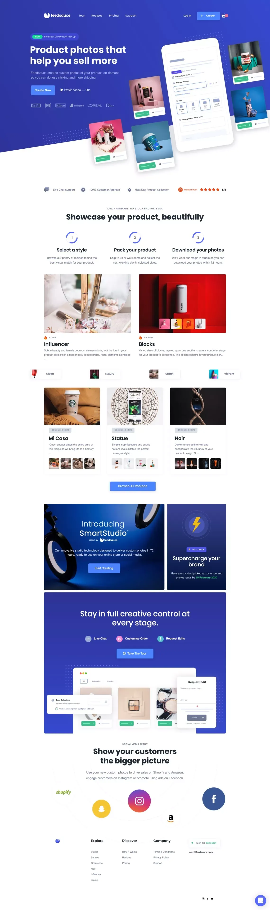 Custom Product Photos, On-Demand - Landing design