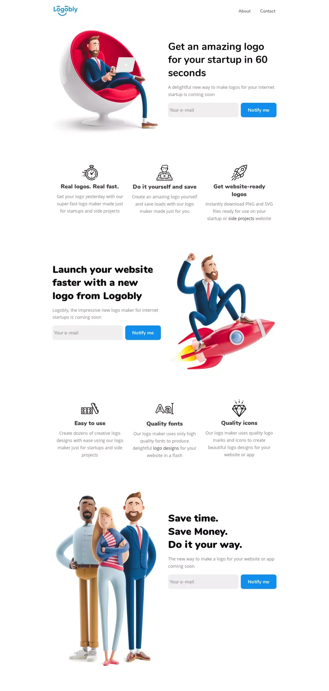 Logobly - Logo Maker Coming Soon - Get Early Access - Landing design