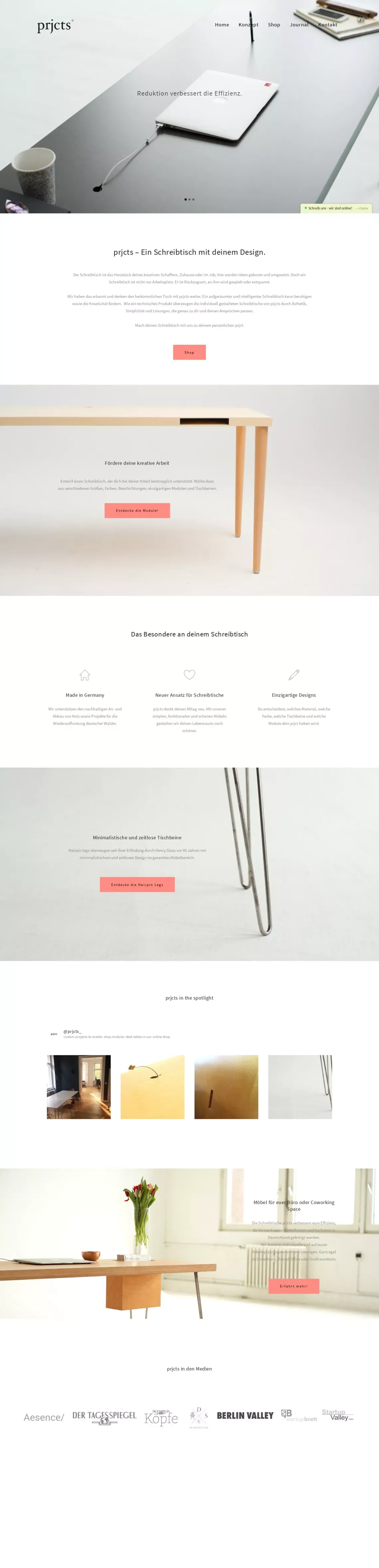 Modularer Design Schreibtisch von prjcts.de - Ecommerce design