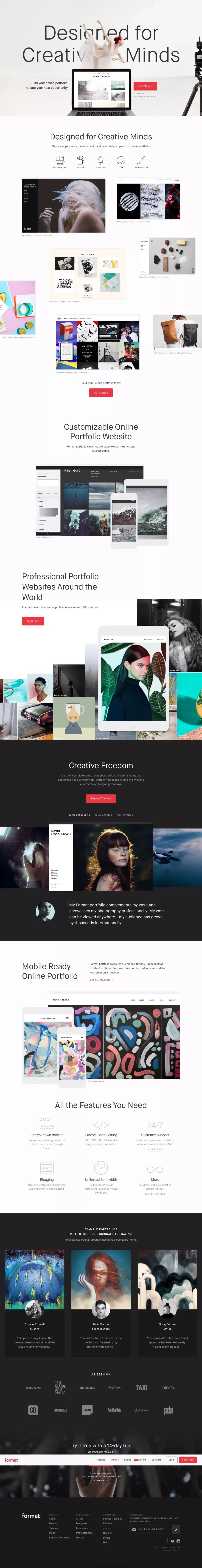 Format - Your online portfolio website - Landing design