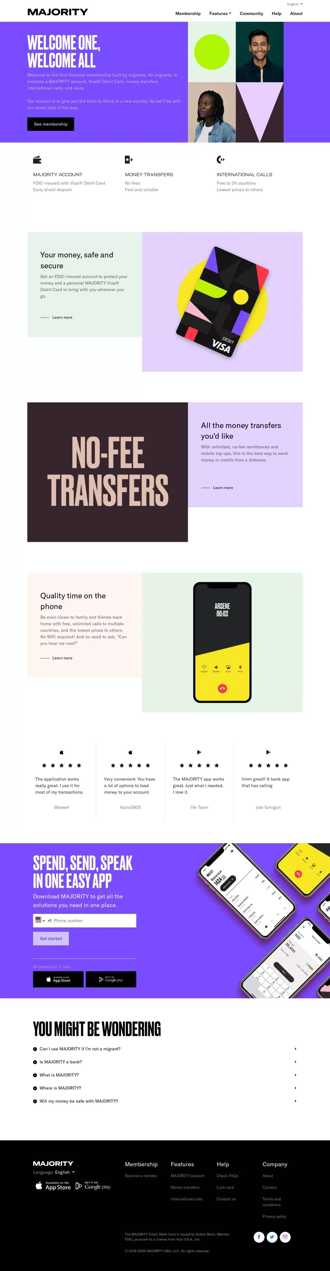 MAJORITY | The first financial membership for modern migrants. - Landing design