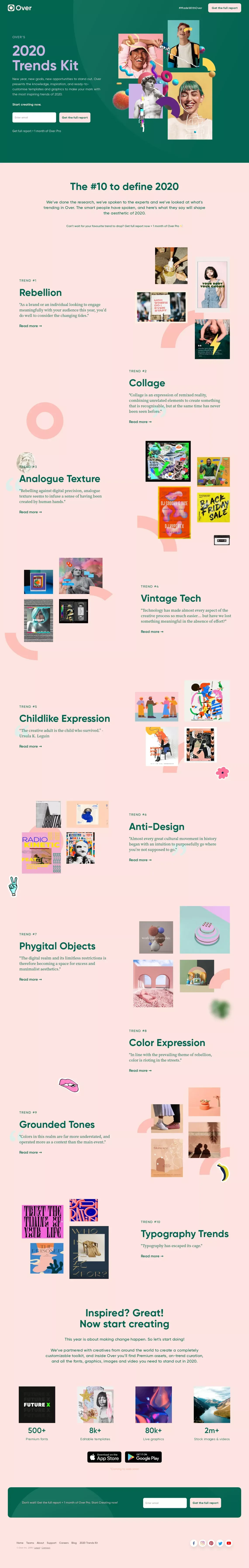 Over's 2020 Trends Kit - Landing design