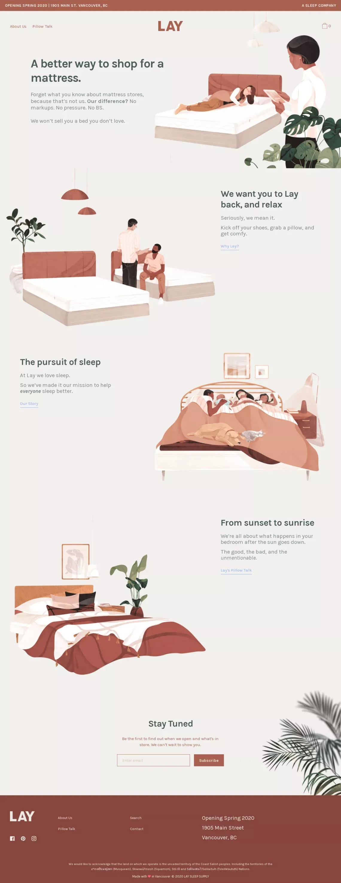 LAY | A SLEEP COMPANY - Landing design