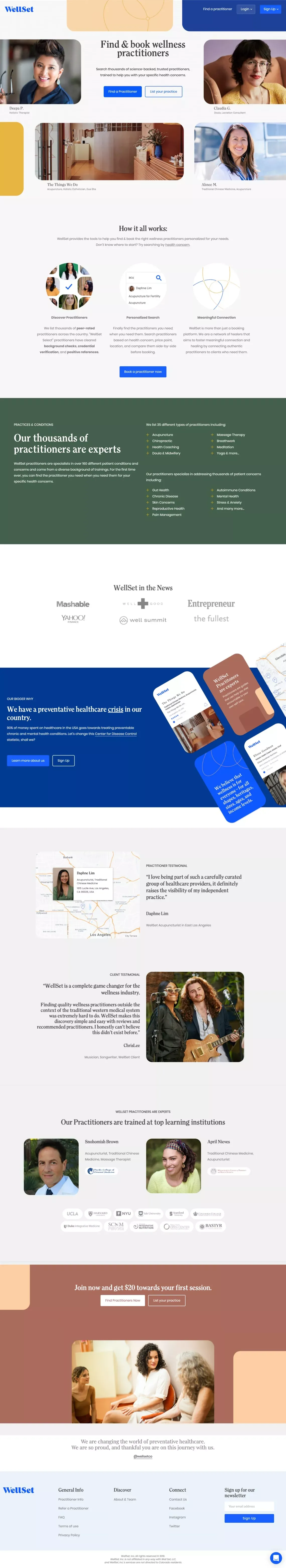 WellSet Home - WellSet - Landing design