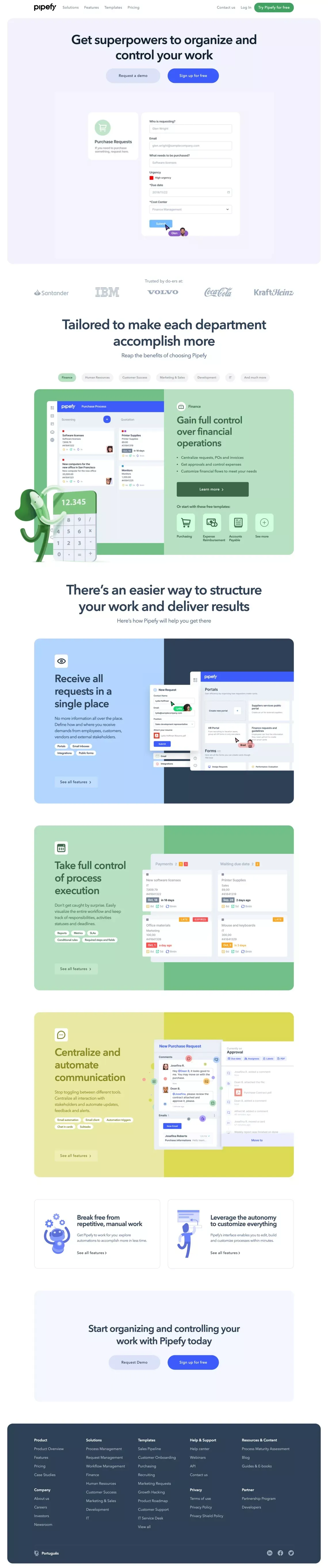 The Work Management Platform | Pipefy - Landing design