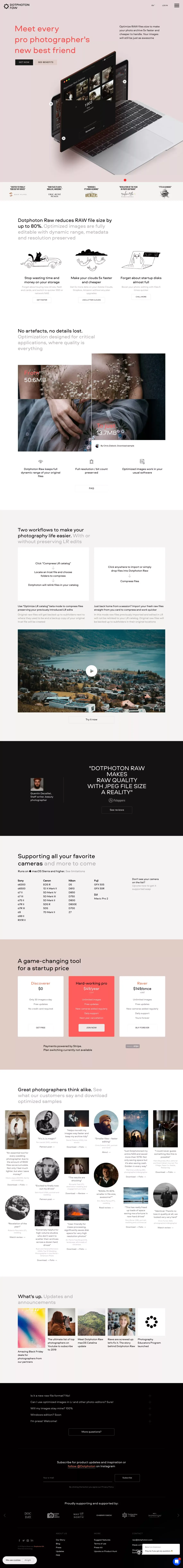 Dotphoton Raw – RAW image optimization - Landing design