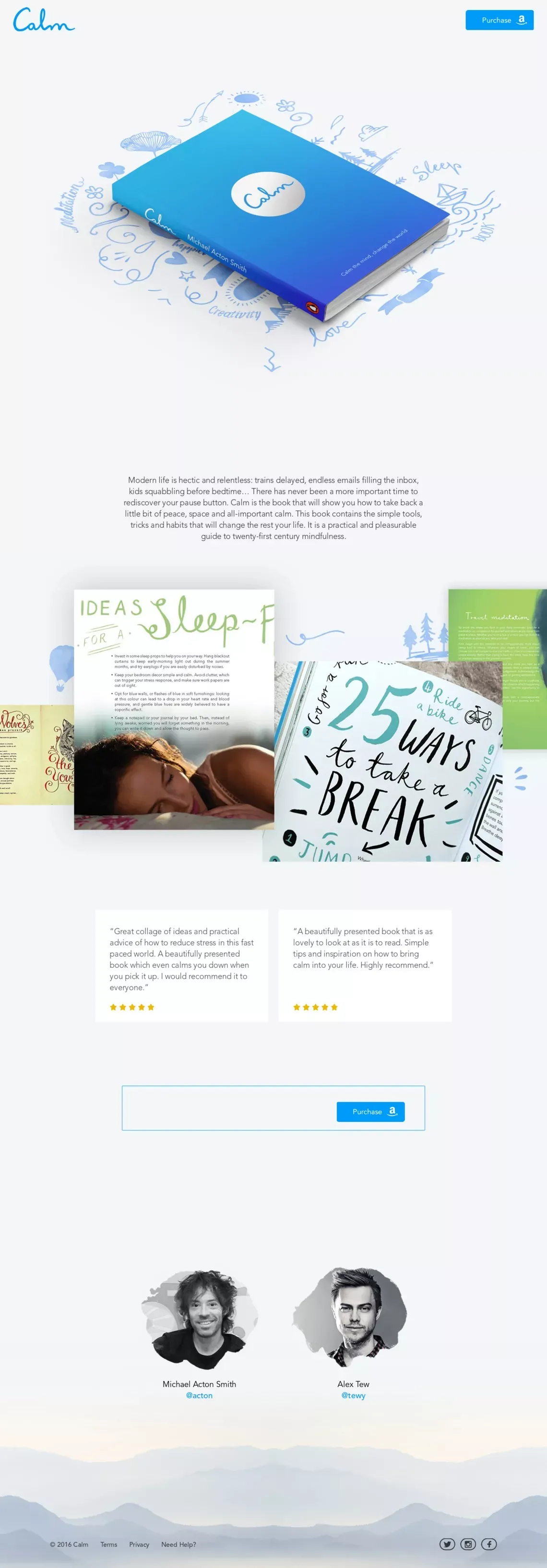 The Calm Book - Landing design