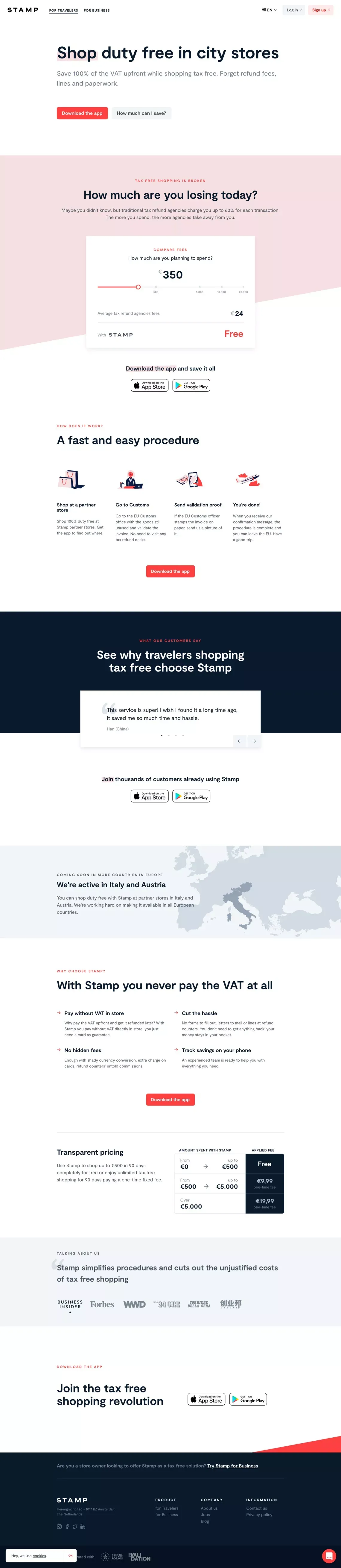 Shop duty free in city stores | Stamp - City duty free - Landing design