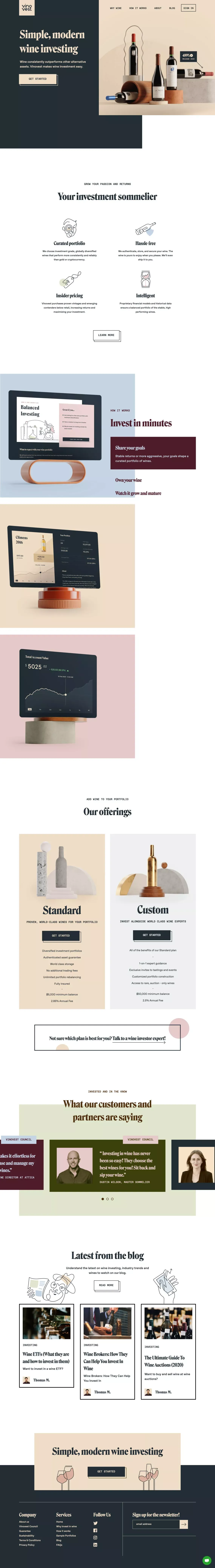 Vinovest - Landing design