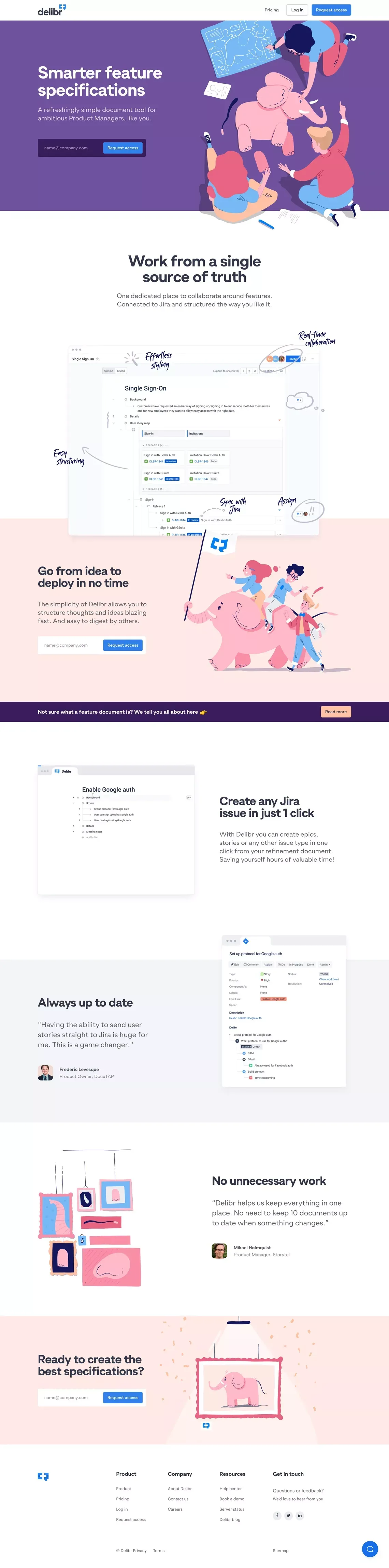 Feature Refinement Tool for Product Managers | Delibr - Landing design