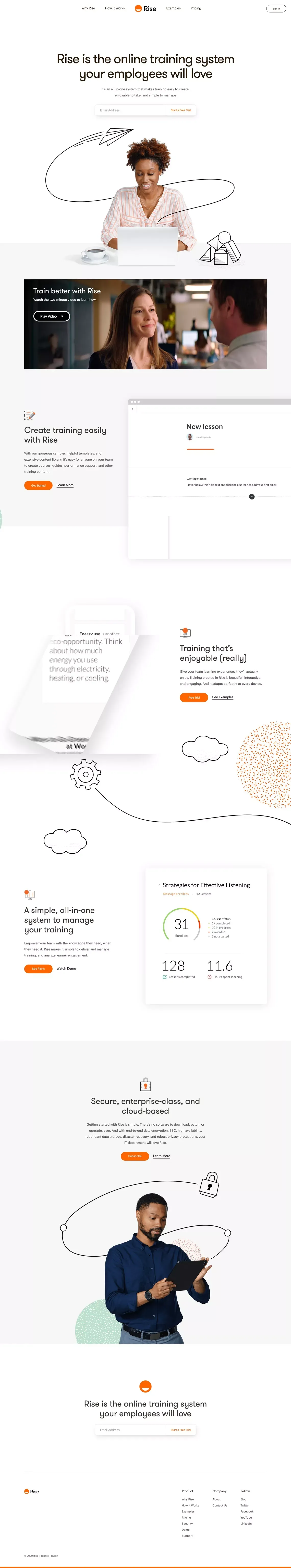 The Online Training System Your Employees Will Love | Rise - Landing design
