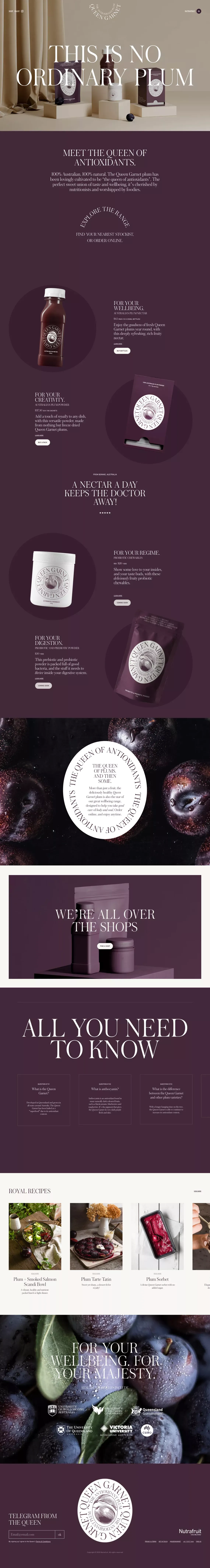 Queen Garnet – Queen Garnet – Australia’s own antioxidant superfood - Landing design