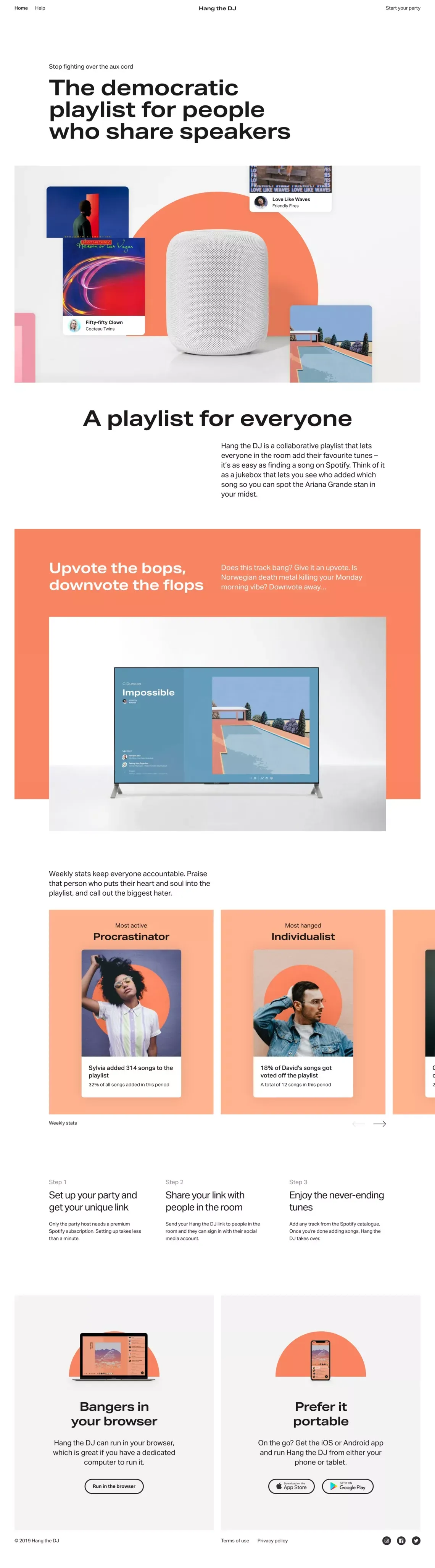 Hang the DJ - Landing design