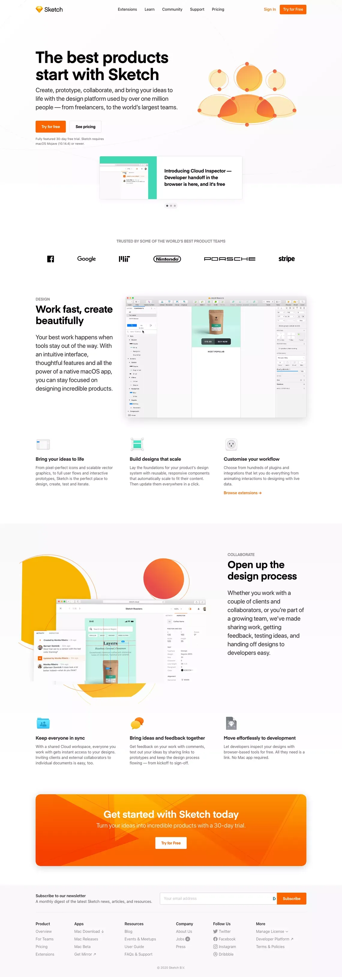 Sketch - The digital design toolkit - Landing design