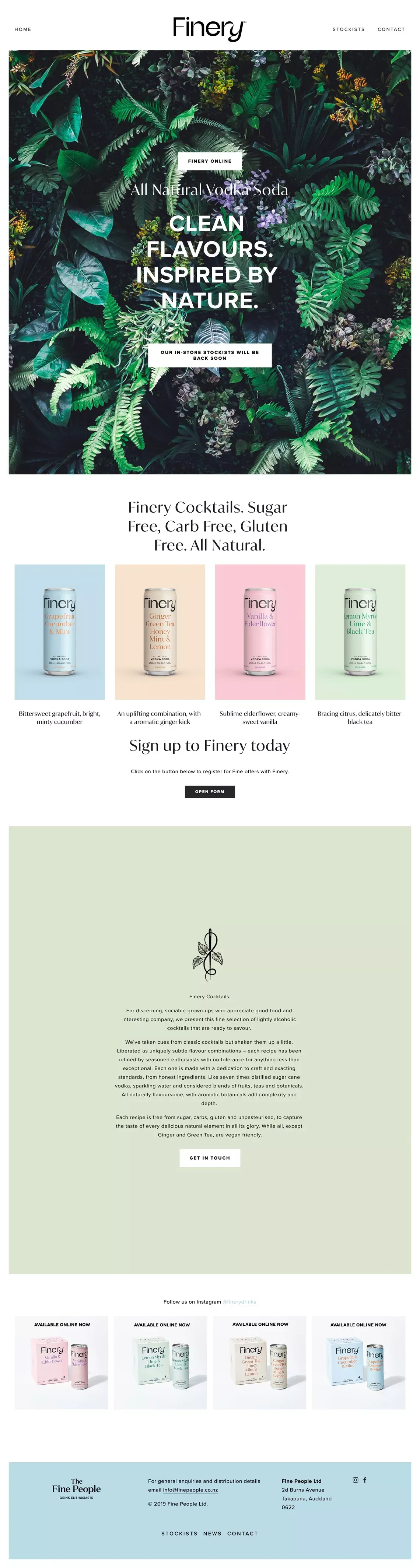 Finery Cocktails | All Natural Vodka Soda Premixed Drinks | New Zealand — Finery Drinks | All Natural Premium RTDs, Premixed Vodka Sodas - Landing design