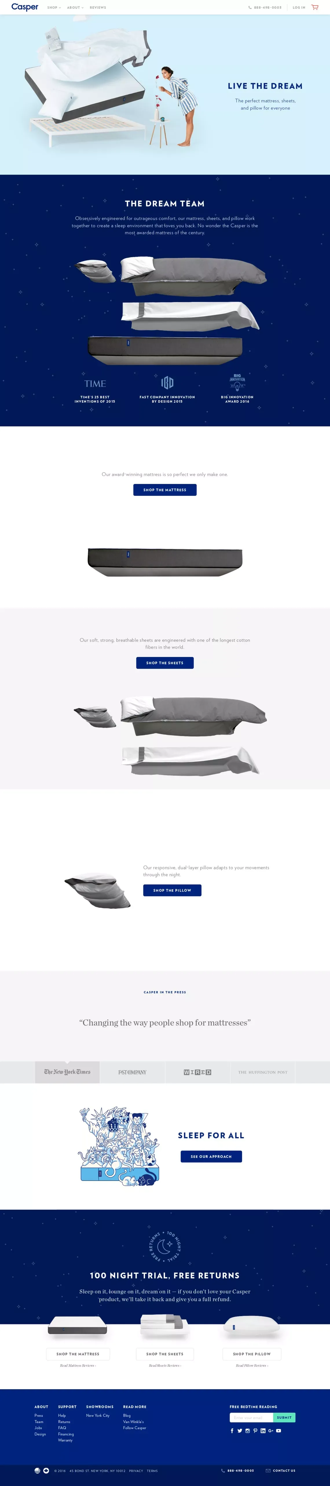 The Best Bed for Better Sleep | Casper® - Landing design