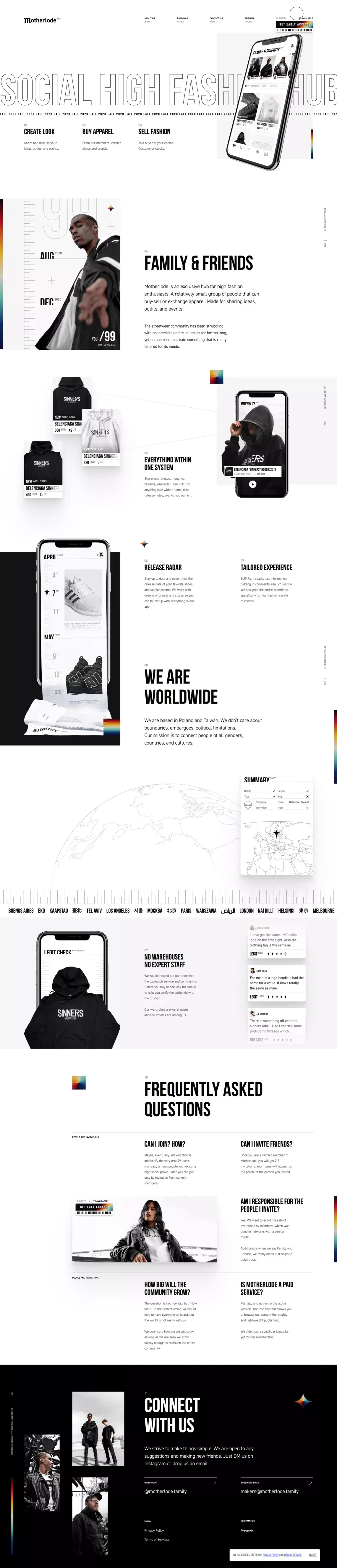 Motherlode - High Fashion Social Hub - Landing design