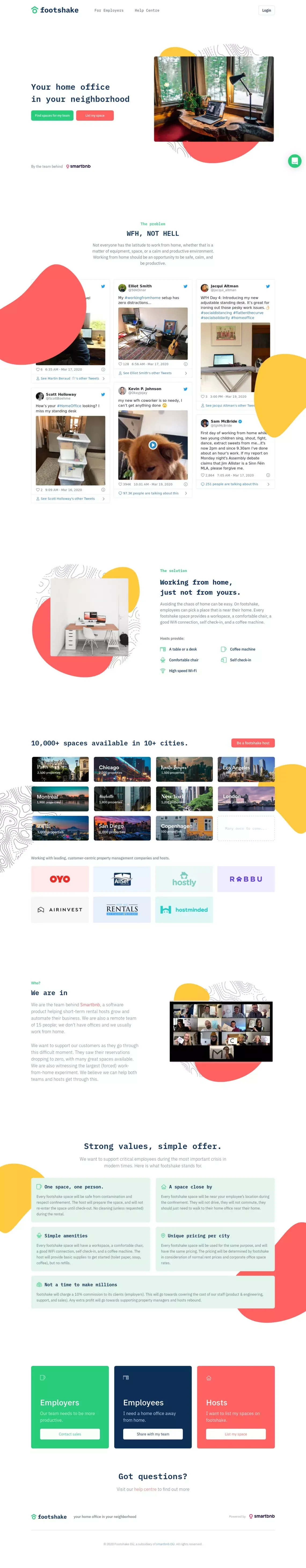 footshake - your home office in your neighborhood - website design