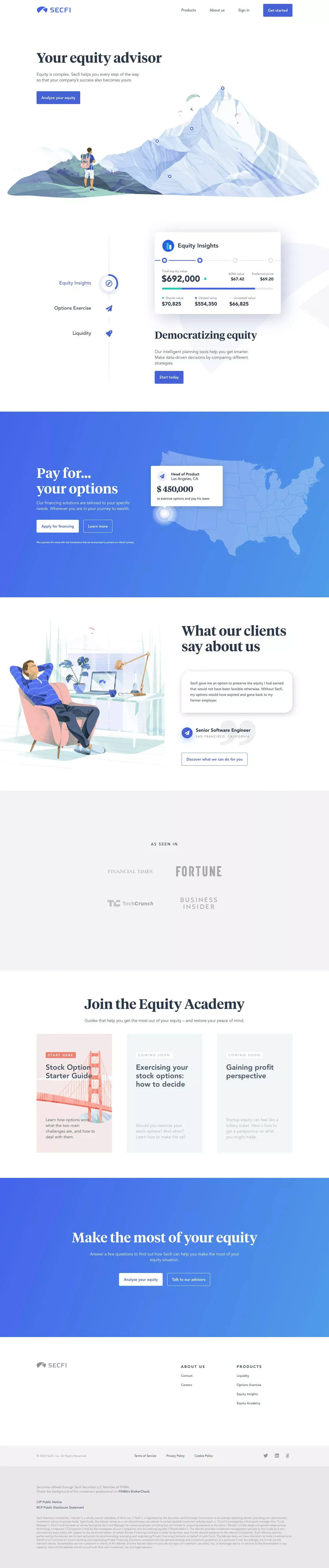 Secfi - Your equity advisor - Landing design