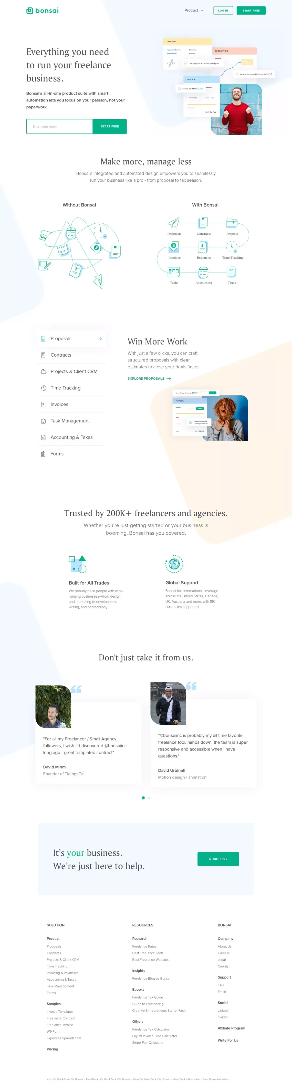 The #1 Freelance Product Suite - Bonsai - Landing design