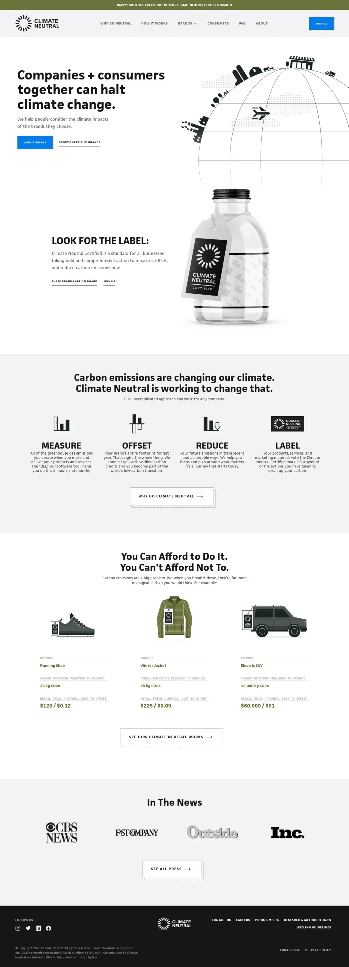 Climate Neutral Certified - website design